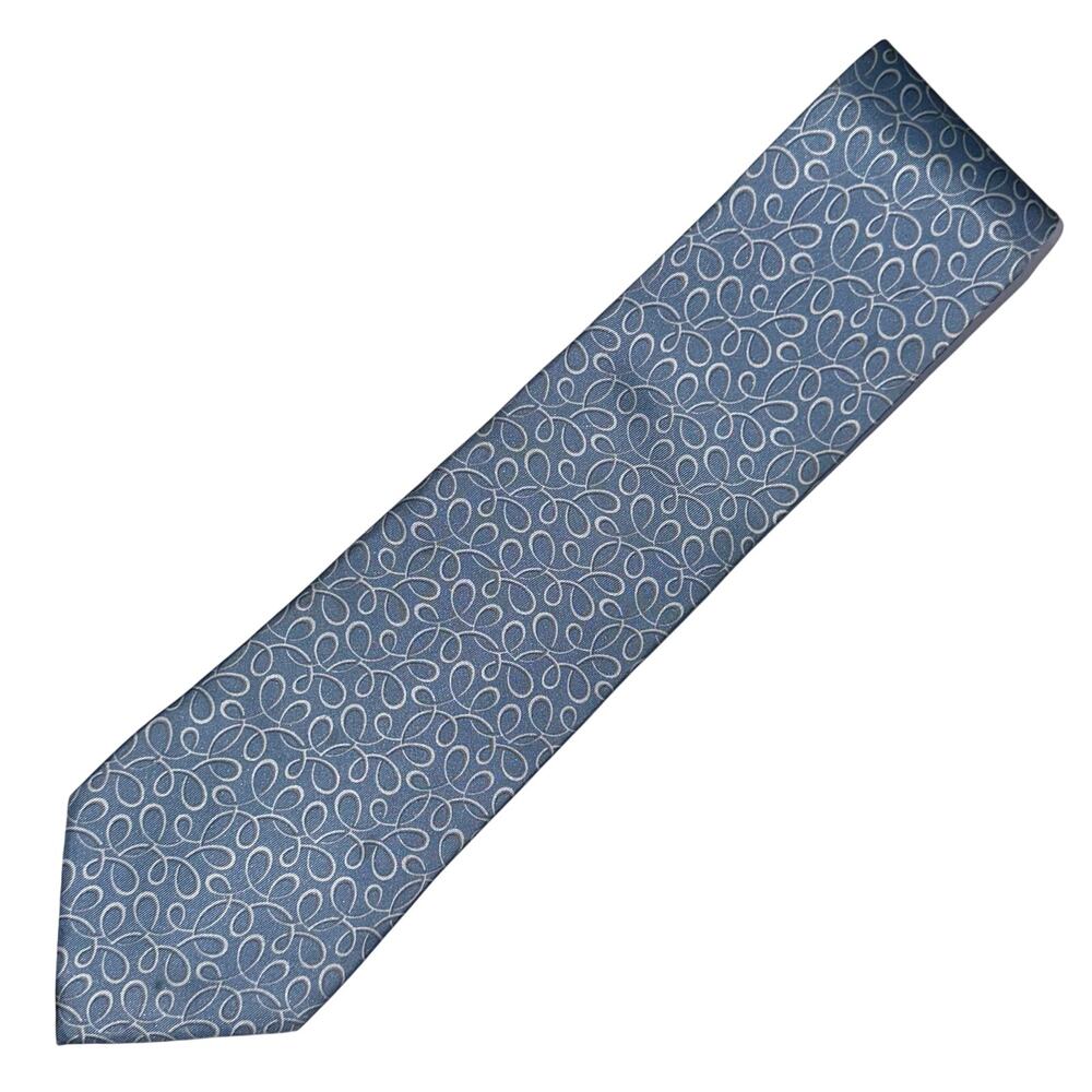 Gucci Light Blue Swirl 100% Silk Designer Tie